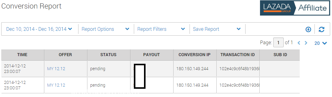 Pendapatan Affiliates Lazada Amirnawawi